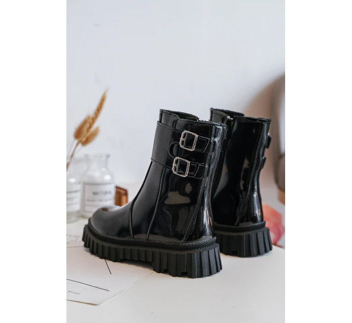 Dětské lakované boty se černé model 21634818 - Boto