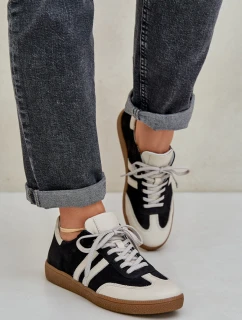 Zazoo N1068 Skórzane Niskie Sneakersy Damskie Czarne