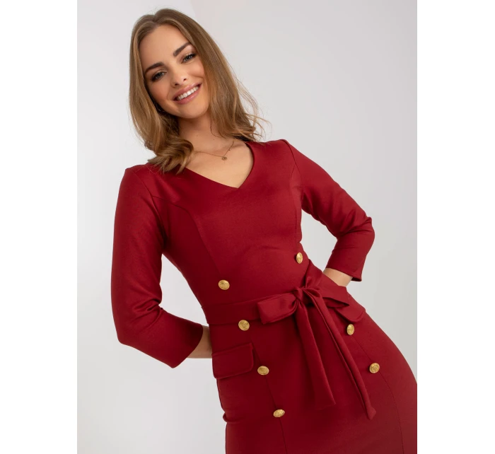 Sukienka LK SK model 21717599 ciemny czerwony - FPrice Sukienka LK SK model 21717599 ciemny czerwony - FPrice