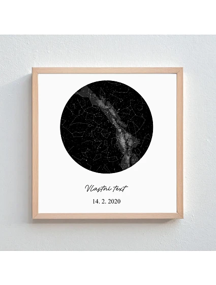 Personalizovaný magický fotorámik – štvorcový 20x20 – hviezdna mapa Personalizovaný magický fotorámik – štvorcový 20x20 – hviezdna mapa