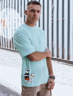 Pánské tyrkysové tričko s potiskem Dstreet model 21975498 - FashionStreet