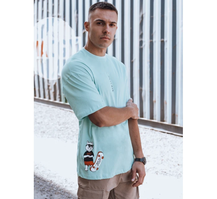 Pánské tyrkysové tričko s potiskem Dstreet model 21975498 - FashionStreet