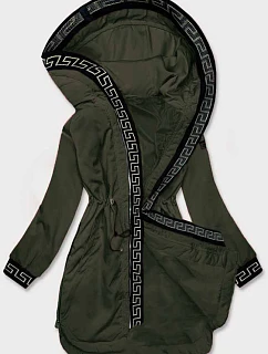 Dámska tenká bunda s ozdobným lemovaním khaki (B8142-11)