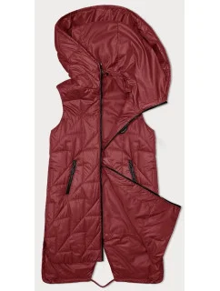 Červená prešívaná dámska vesta s asymetrickou spodnou časťou S'West (B8237-4)