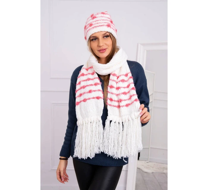 Dámska súprava so šatkou Anika K304 ecru+malmine