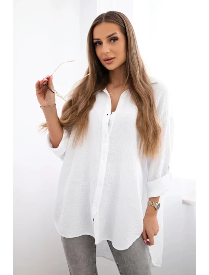 Bavlnená mušelínová košeľa biela Bavlnená mušelínová košeľa biela