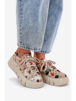 Skórzane Sneakersy Na Platformie Maciejka 06891-18 Beżowe