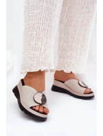 Dámské Kožené Sandály S Ozdobou Béžové model 21691670 - S.Barski