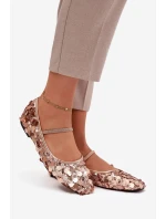 Baleríny Ozdobené Flitry Růžové Šampaňské Terlina Baleríny Ozdobené Flitry Růžové Šampaňské Terlina