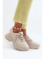 Dámske tenisky na robustnej podrážke s ozdobným šnurovaním béžovej farby Relissa Dámske tenisky na robustnej podrážke s ozdobným šnurovaním béžovej farby Relissa