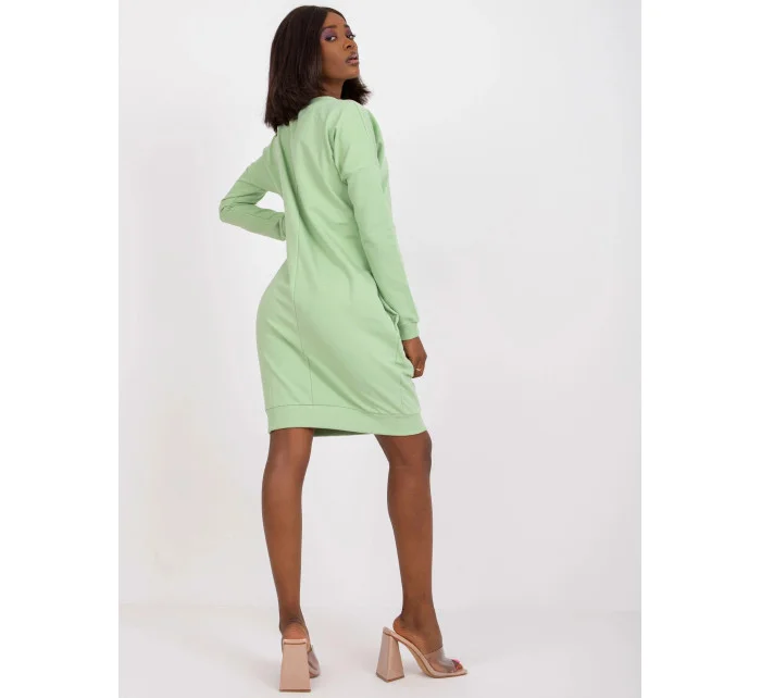 Dámské teplákové mini šaty v pistáciové barvě model 20840800 - Factory Price Dámské teplákové mini šaty v pistáciové barvě model 20840800 - Factory Price