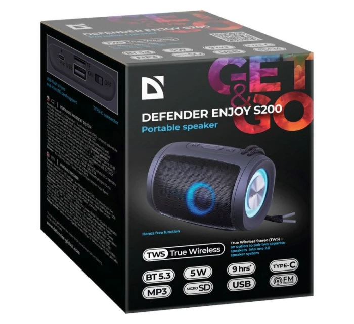 DEFENDER SPEAKER ENJOY S200 5W LIGHT/BT/FM/USB/TF 65200
