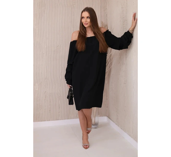 Španielske šaty s ozdobnými rukávmi čierne