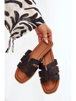 Klapki Damskie Na Płaskim Obcasie Czarne Mirona Klapki Damskie Na Płaskim Obcasie Czarne Mirona