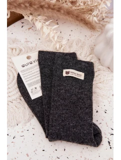 Teplé Vlněné Dámské Punčochy S Nášivkou Tmavě šedé