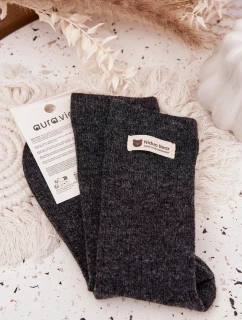 Teplé Vlněné Dámské Punčochy S Nášivkou Tmavě šedé