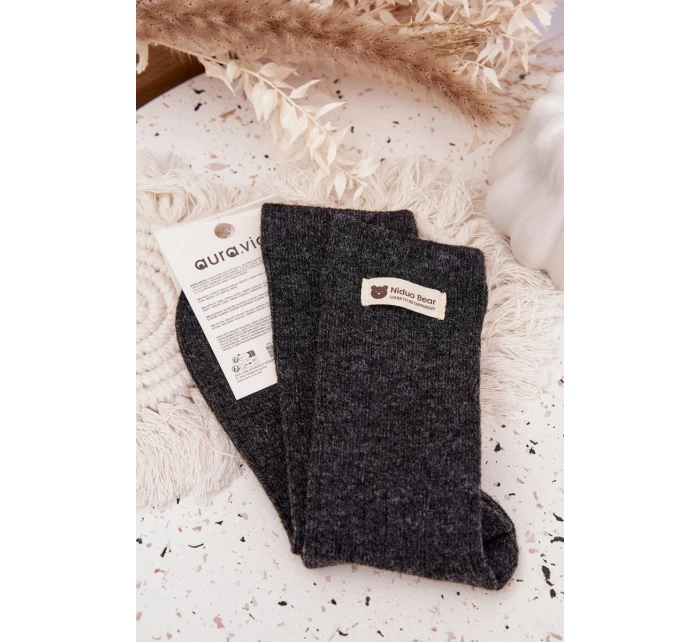 Teplé Vlněné Dámské Punčochy S Nášivkou Tmavě šedé