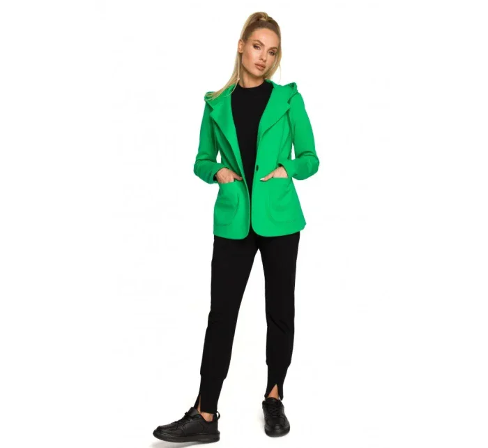 model 17626046 Bunda s kapucí a jedním knoflíkem černá - Moe