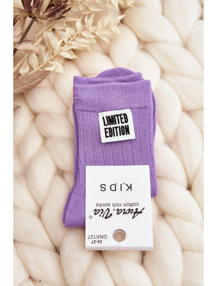 Detské hladké ponožky s aplikáciou, fialové