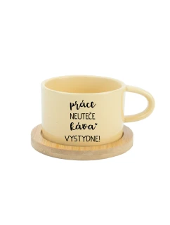PRÁCE NEUTEČE, KÁVA VYSTYDNE! - žlutý hrníček makronka 200 ml
