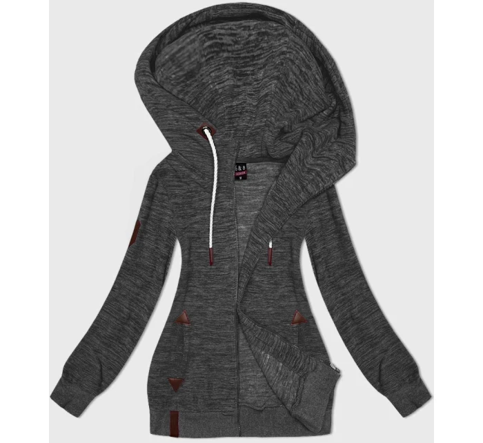 Grafitová melanžová fleecová mikina na zips (2310)