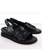 Dámske vyvýšené sandále s gumou čierne Jezzi RMR2267-2