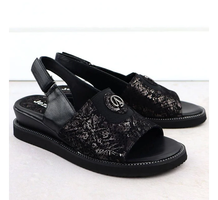 Dámske vyvýšené sandále s gumou čierne Jezzi RMR2267-2