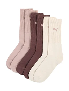 Ponožky Puma Crew, 3 páry, hnedé, ružové, béžové, 880355, veľkosť 39