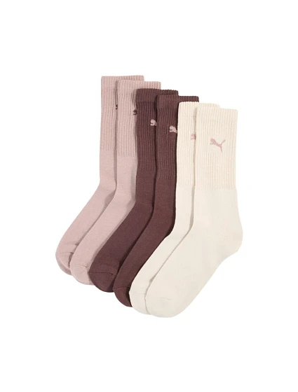 Ponožky Puma Crew, 3 páry, hnedé, ružové, béžové, 880355, veľkosť 39