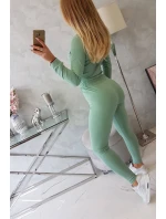 Súprava s riasením na blúzke tmavo mätovej farby