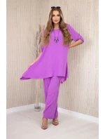 Súprava blúzka + nohavice s fialovým príveskom