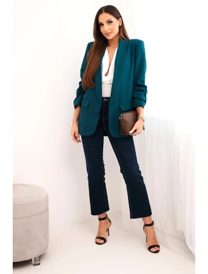 Bunda s klopami elegantná tmavá teal