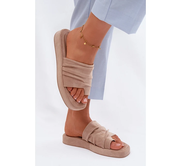 Dámské pantofle s řasením Béžové Gelmira