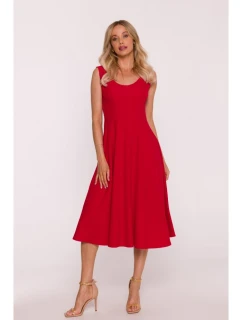 S424 Šaty Fit & flare - červené