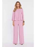 M905 Elegantná blúzka s voľnými rukávmi - púdrová