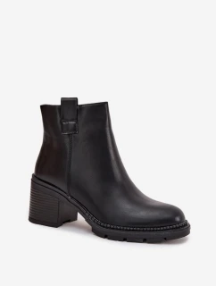 Dámske členkové topánky na podpätku Alvena - čierne