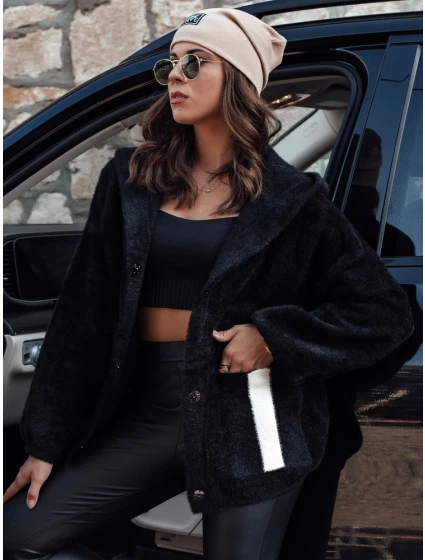 NANCY dámska alpaková bunda s kapucňou čierna FashionStreet NY0693
