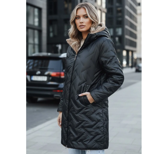 Dámská dlouhá prošívaná bunda černá model 21994236 - Dstreet