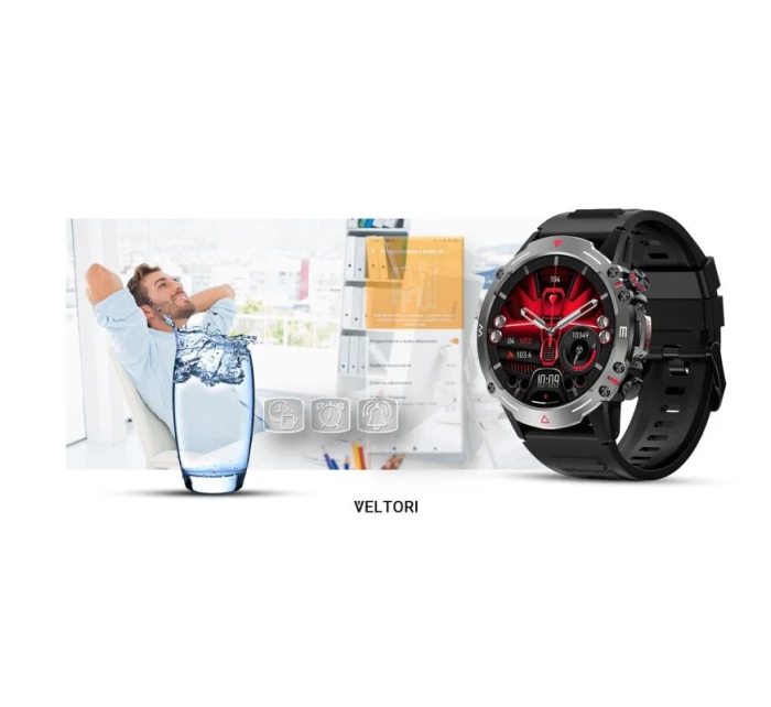 VELTORI VT110-1 Smartwatch Čierny silikónový remienok VELTORI VT110-1 Smartwatch Čierny silikónový remienok