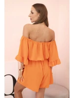 Dámský bavlněný overal bez rukávů s vázáním v pase ecru