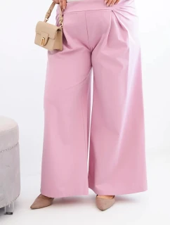 Dámske Plus veľkosť široké nohavice s Foldover svetlo fialová