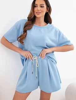 Dámský viskózový máslový komplet s krátkým rukávem a kalhotami s nohavicí model 22077172 - K-Fashion