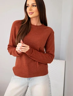 Dámský svetr z baby alpaky s dlouhým rukávem a kulatým výstřihem barva model 22294770 - K-Fashion