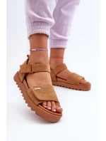 Damskie Zamszowe Sandały Na Platformie Big Star NN274705 Brązowe Damskie Zamszowe Sandały Na Platformie Big Star NN274705 Brązowe