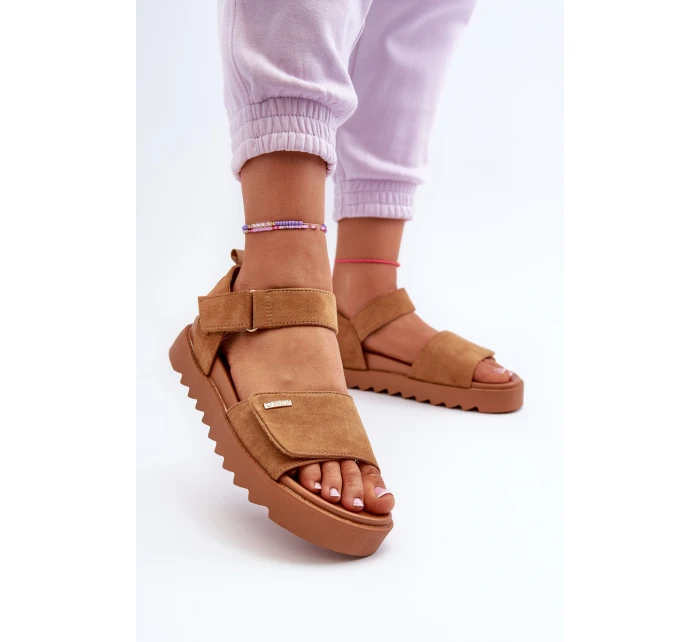 Damskie Zamszowe Sandały Na Platformie Big Star NN274705 Brązowe Damskie Zamszowe Sandały Na Platformie Big Star NN274705 Brązowe