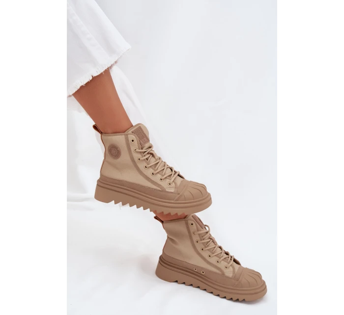 Wysokie Trampki Damskie Ocieplane Big Star OO274A356 Beżowe