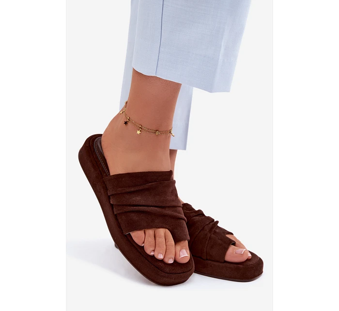 Dámské pantofle s mašlí Čokoládové Gelmira