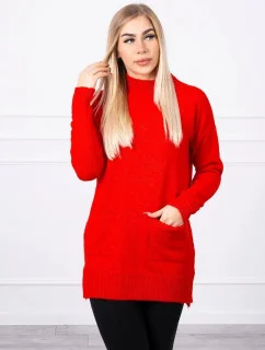 Svetr se stojáčkem model 20823035 červený - Kesi