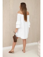 Španělské šaty s volánky model 21129984 ecru - Kesi Španělské šaty s volánky model 21129984 ecru - Kesi