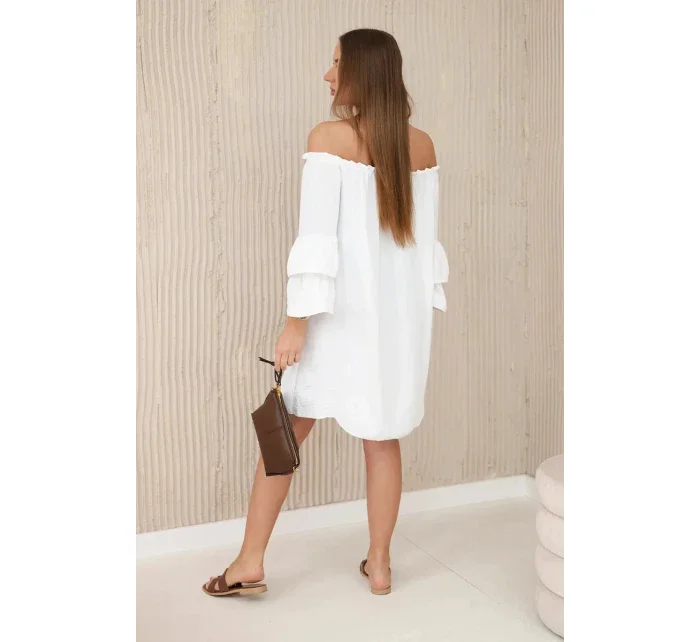 Španělské šaty s volánky model 21129984 ecru - Kesi Španělské šaty s volánky model 21129984 ecru - Kesi